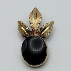 Vintage Van Dell 12K Gold Filled Black Onyx Pendant 1"